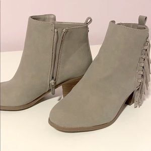 Gray Ankle Bootie Lennon Fringe Sam Edelman Circus Almond Toe
